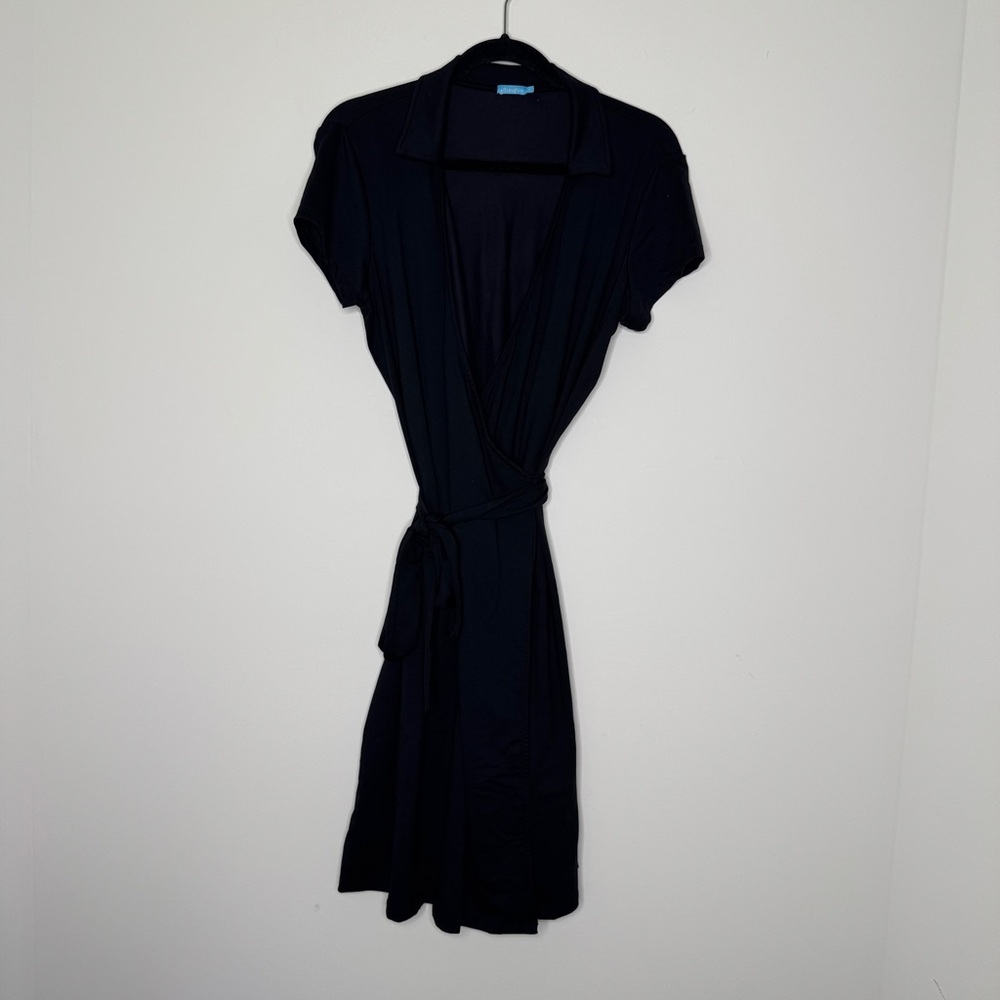 J. McLaughlin Black Mini Wrap Dress L